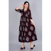 Smien - Wine Rayon Womens Flared Kurti ( Pack of 1 ) - None