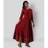 Lee Moda - Maroon Rayon Womens Flared Kurti ( Pack of 1 ) - XXL