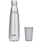 Milton Vertex 750 Thermosteel Hot or Cold Water Bottle with Unbreakable Tumbler, 700 ml, Silver - Silver