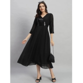 Curvydrobe Georgette Embellished Midi Womens Fit & Flare Dress - Black ( Pack of 1 ) - None