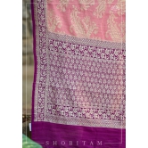 Lotus Pink and Plum Tussar Georgette Silk Saree | SILK MARK CERTIFIED | Shobitam Saree