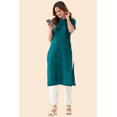 Glomee - Teal Cotton Womens Front Slit Kurti ( Pack of 1 ) - None