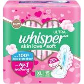 Whisper Ultra Skin Love Soft Xl 284Mm Derma Soft Layer 15 Pads 1 Packs