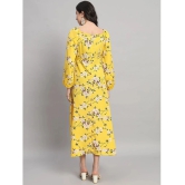 Curvydrobe Crepe Printed Midi Womens Side Slit Dress - Yellow ( Pack of 1 ) - None