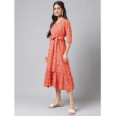 Janasya - Orange Cotton Womens Fit & Flare Dress ( Pack of 1 ) - None