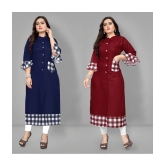 Lerkiza - Multicolor Cotton Womens Straight Kurti ( Pack of 2 ) - None