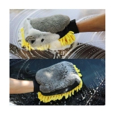 HOMETALES - Car Cleaning Dual Sided Wet & Dry Multipurpose Car Home Office Cleaning Microfiber Glove Mitt for car accessories - Assorted ( Pack of 1 )