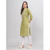 JC4U Cotton Embroidered Straight Womens Kurti - Green ( Pack of 1 ) - None