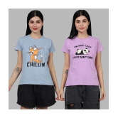 Fabflee - Multicolor Cotton Regular Fit Womens T-Shirt ( Pack of 2 ) - None