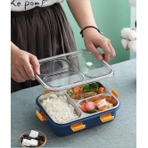 Thermal Insulation 3 Compartment Lunch Boxes Reusable Microwave Freezer Safe Stainless Steel Portion Snack Containers for Adults and Kids(Pack of 1)