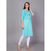 JC4U Cotton Printed Straight Womens Kurti - Turquoise ( Pack of 1 ) - None