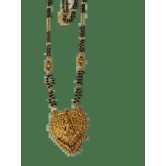 Mangalsutra  Chain with Black Beads and Dual Pendants