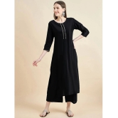 AUSTIN WOOD Polyester Solid Straight Womens Kurti - Black ( Pack of 1 ) - None