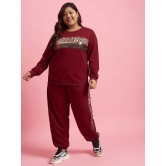 AUSTIVO Maroon Embellished Joggers Top Set - None