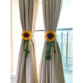 Hand Crafted Crochet Curtain Tiebacks Sunflower Yellow