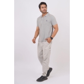 Men's Grey Melange Embroidery Polo T-Shirt