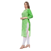 Lavangi Women Lucknow Chikankari Mehndi Green Georgette Kurti with Matching Cotton Inner