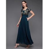 Miss Chase Georgette Solid Full Length Womens Gown - Teal ( Pack of 1 ) - None