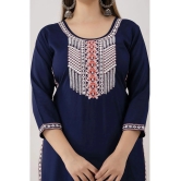 Kapadia - Navy Rayon Womens Straight Kurti ( Pack of 1 ) - None