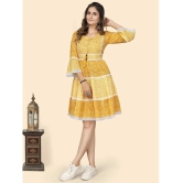 Vbuyz - Yellow Cotton Womens Fit & Flare Dress ( Pack of 1 ) - None