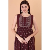 Glomee - Mauve Rayon Women's Straight Kurti ( Pack of 1 ) - None