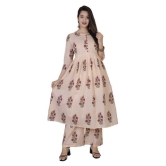 MAUKA - Pink White Frock Style Cotton Womens Stitched Salwar Suit ( Pack of 1 ) - 5XL