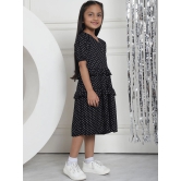 MINI & MING Girls Polka Dot Printed V-Neck Puff Sleeves A-Line Dress