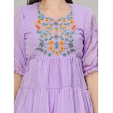 JC4U Crepe Embroidered Knee Length Womens Fit & Flare Dress - Purple ( Pack of 1 ) - None