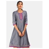 Karigari - Grey Polyester Women's A-line Kurti - M