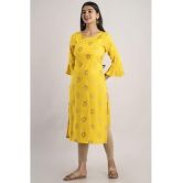 MAUKA - Yellow Rayon Women's Straight Kurti ( Pack of 1 ) - None