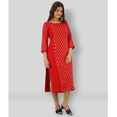 FABRR - Red Rayon Womens Straight Kurti ( Pack of 1 ) - None