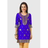 Meher Impex - Blue Art Silk Womens A-line Kurti ( Pack of 1 ) - None