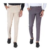 SREY Cream Slim -Fit Flat Trousers Pack of 2 - None