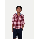 Radprix Boys Beige & Red Check Hooded Yarndye Shirt: A Fashionable Statement for Young Trendsetters. This Shirt Features a Classic Beige and Red Check Pattern, Perfect for Adding a Pop of Co