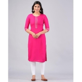 MAUKA Rayon Solid Straight Womens Kurti - Pink ( Pack of 1 ) - None