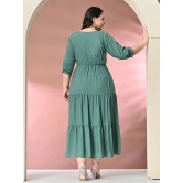 PrettyPlus by Desinoor.com Rayon Solid Midi Womens Fit & Flare Dress - Sea Green ( Pack of 1 ) - None