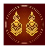 LUV FASHION Golden Jhumki Earrings ( Pack of 1 ) - Golden