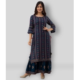 Lee Moda - Navy Blue Straight Rayon Women's Stitched Salwar Suit ( Pack of 1 ) - L