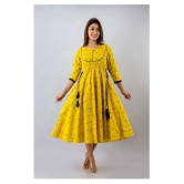 SVARCHI - Yellow Cotton Womens Anarkali Kurti ( Pack of 1 ) - XL