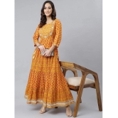 Janasya - Mustard Cotton Womens Tiered Flared Kurti ( Pack of 1 ) - None