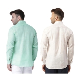 KLOSET By RIAG 100% Cotton Regular Fit Self Design Full Sleeves Men's Casual Shirt - White ( Pack of 2 ) - None