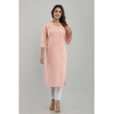 Frionkandy - Peach Cotton Womens A-line Kurti ( Pack of 1 ) - None