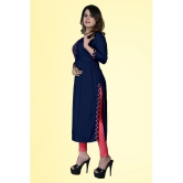 haya fashion - Navy Rayon Women's Straight Kurti ( Pack of 1 ) - None