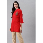 HIGHLIGHT FASHION EXPORT - Red Rayon Womens Straight Kurti - M