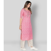 Vbuyz - Pink Cotton Womens Straight Kurti ( Pack of 1 ) - L