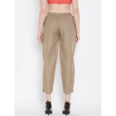 Women Off-White & Brown Relaxed Regular Fit Solid Peg Trousers