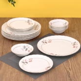 Clay Craft Ceramic Karina Floral Dinner Set | White | Set of 18 Pcs