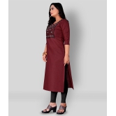 Rangrasiya - Maroon Cotton Blend Women's Straight Kurti ( Pack of 1 ) - L