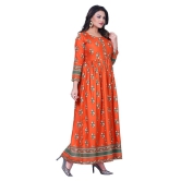 HAYA - Rust Rayon Womens Anarkali Kurti - S