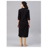 Alena - Black Cotton Women''s Straight Kurti - XL